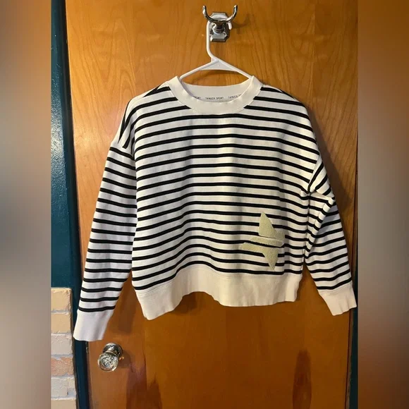 Tuckernuck Striped Natasha Logo Crew Neck Pullover Sweatshirt - Picture 2 of 6